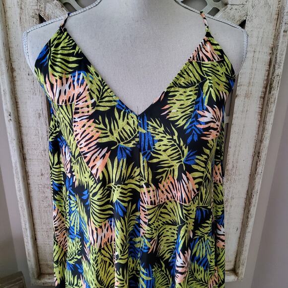 Tyche Women's Flowy Asymmetric Adjustable Tie Back Strap Midi Dress Tropical - Picture 3 of 13